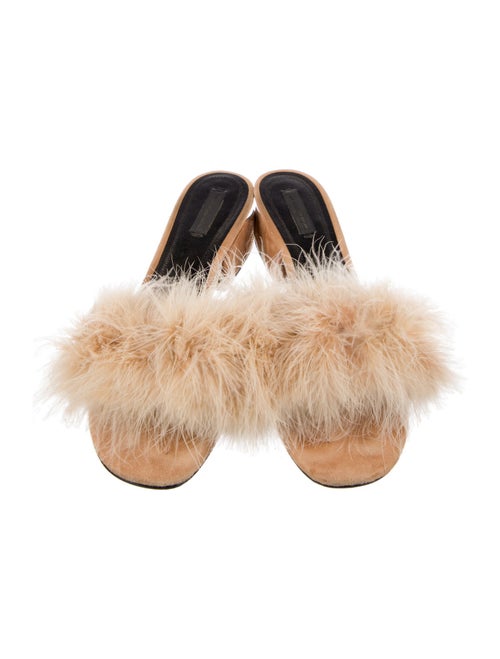 Alexander Wang Suede Fur Trim Slides