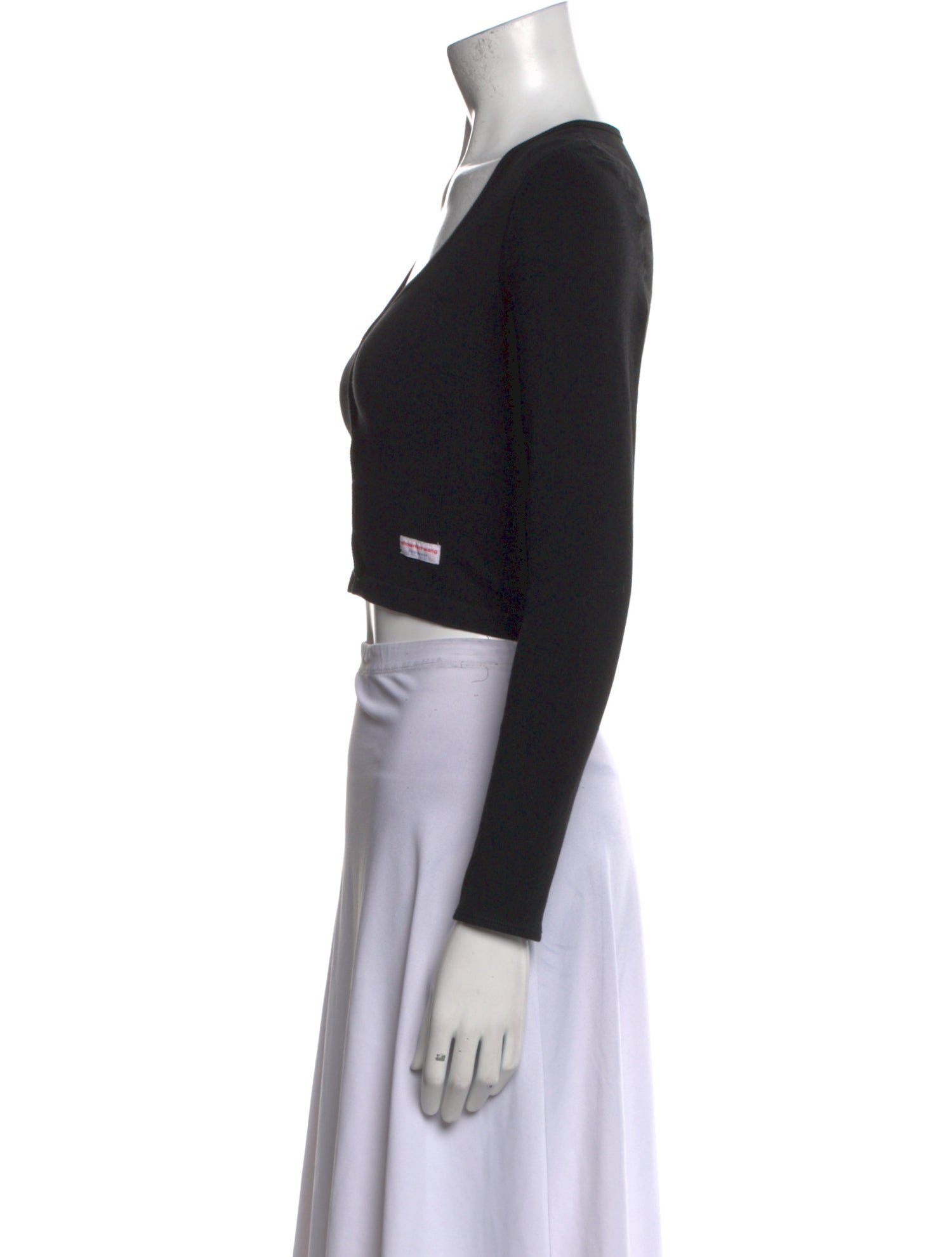 Alexander Wang V-Neck Long Sleeve Crop Top