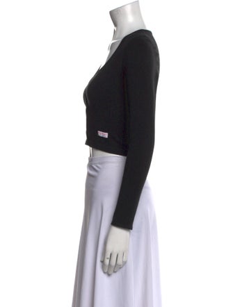 Alexander Wang V-Neck Long Sleeve Crop Top