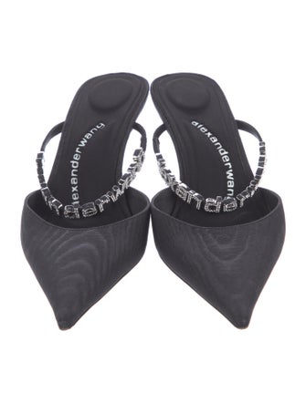 Alexander Wang Satin Crystal Embellishments Mules