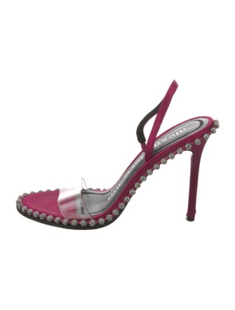 Alexander Wang Satin Crystal Embellishments Slingback Sandals