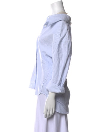 Alexander Wang Striped V-Neck Button-Up Top