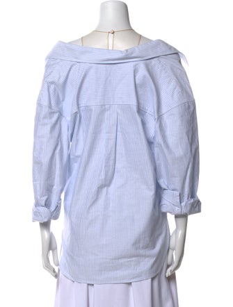 Alexander Wang Striped V-Neck Button-Up Top