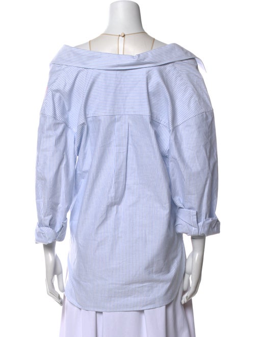 Alexander Wang Striped V-Neck Button-Up Top