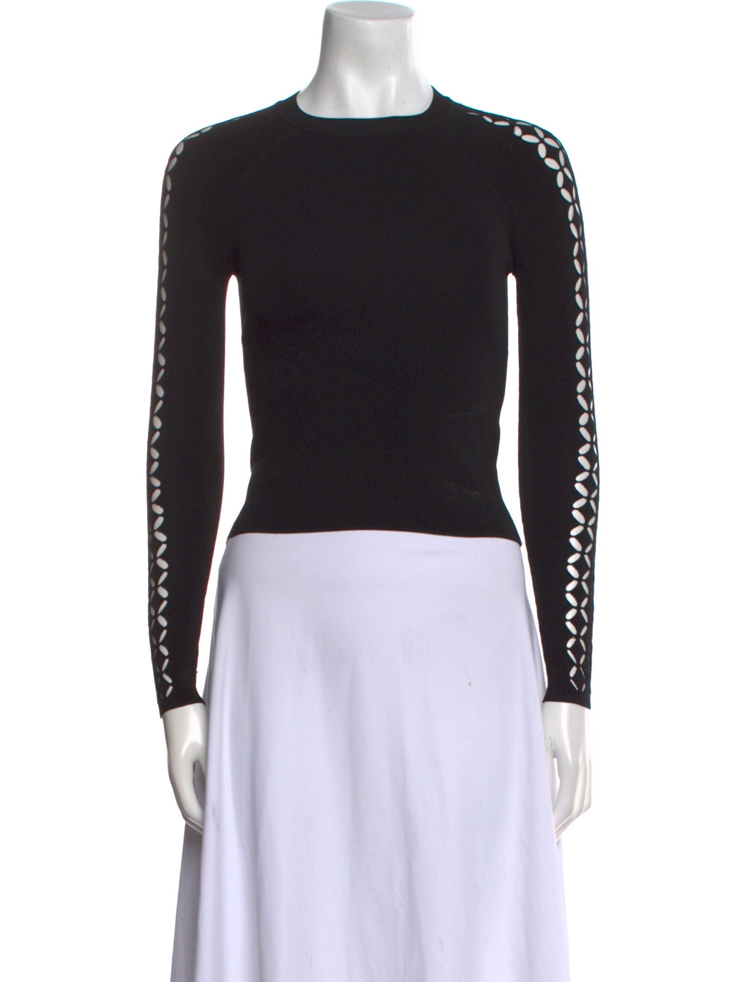 Alexander Wang Crew Neck Long Sleeve Crop Top