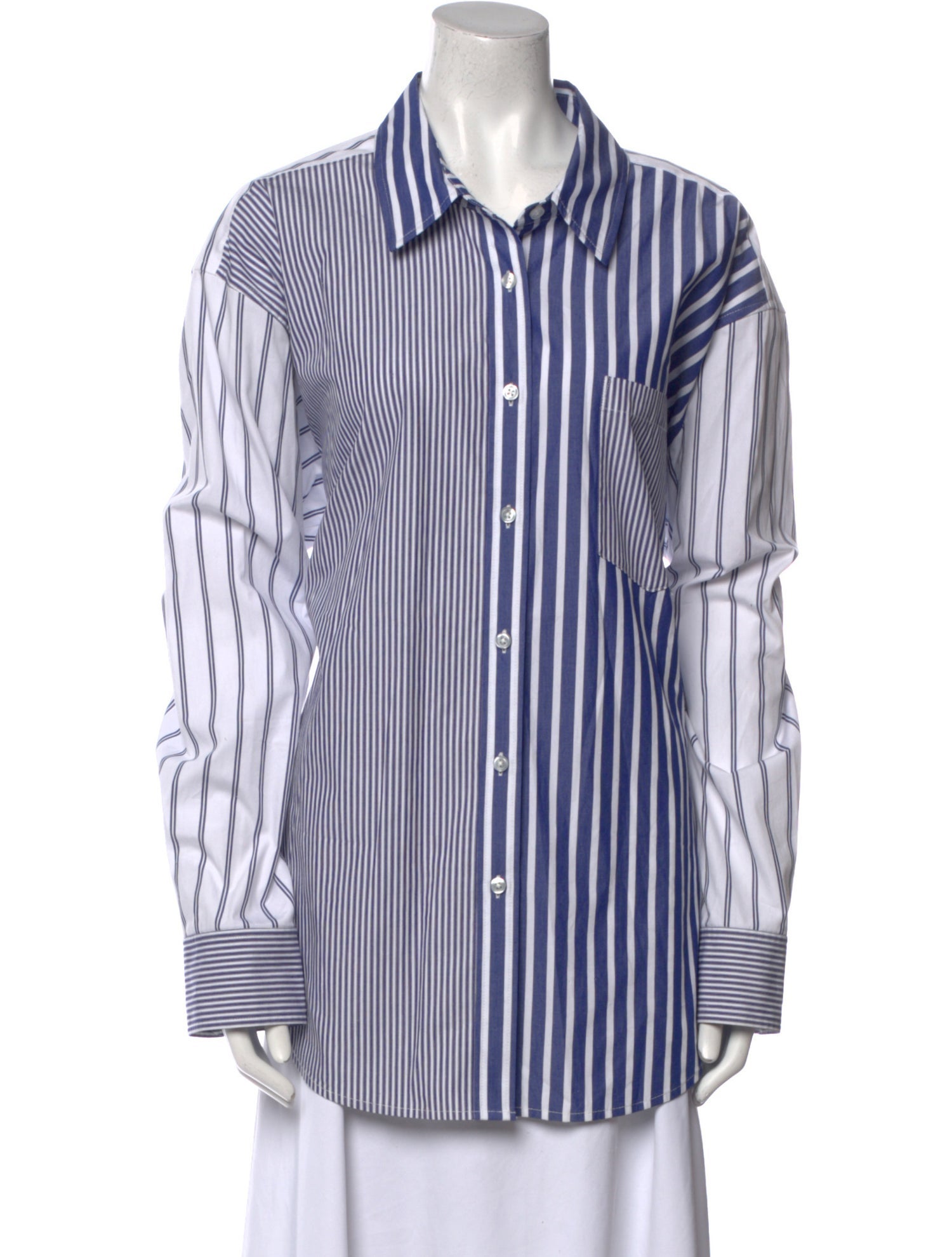 Alexander Wang Striped Long Sleeve Button-Up Top