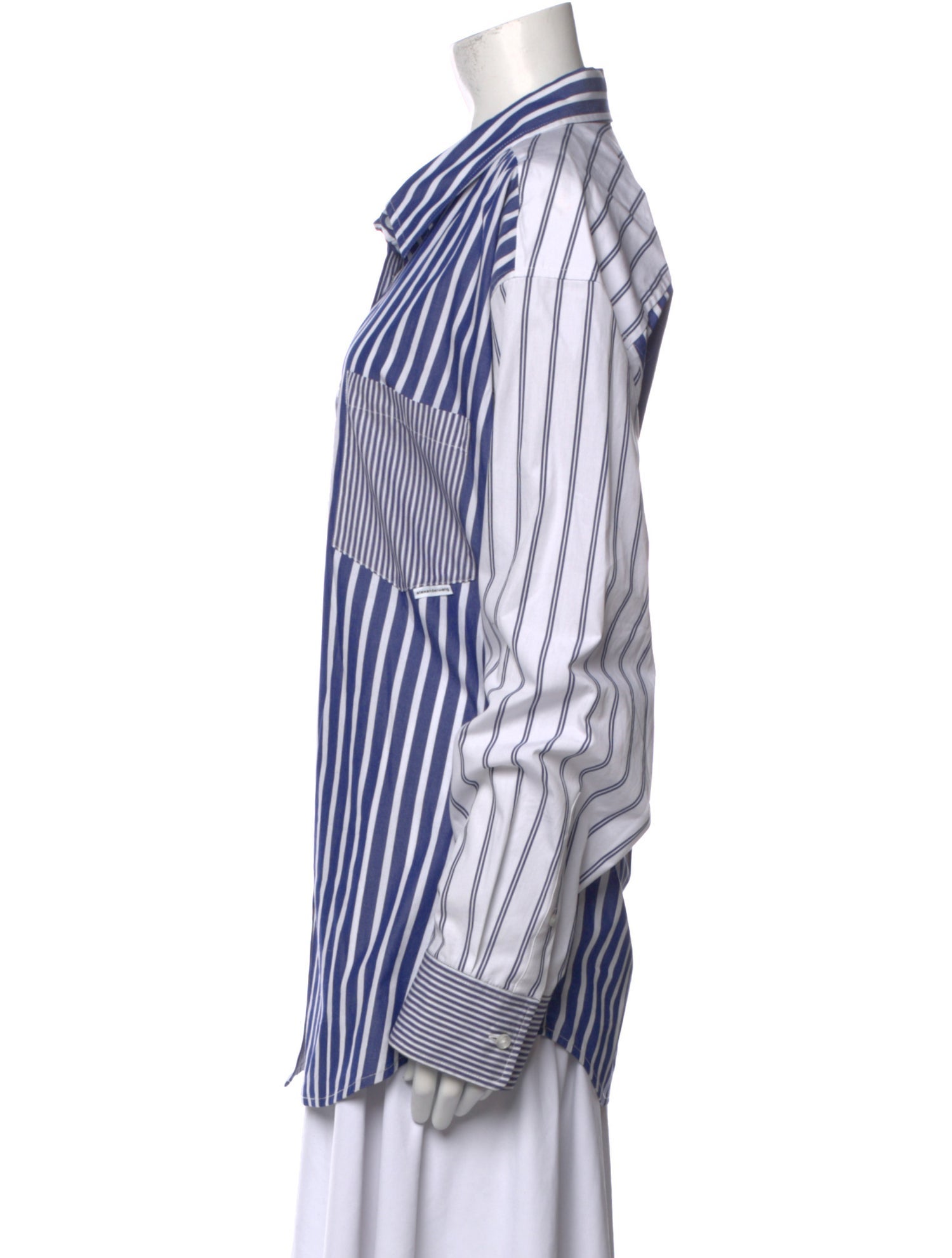 Alexander Wang Striped Long Sleeve Button-Up Top
