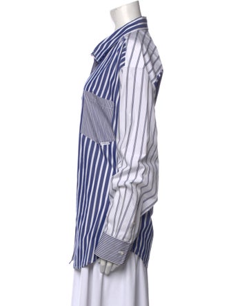Alexander Wang Striped Long Sleeve Button-Up Top