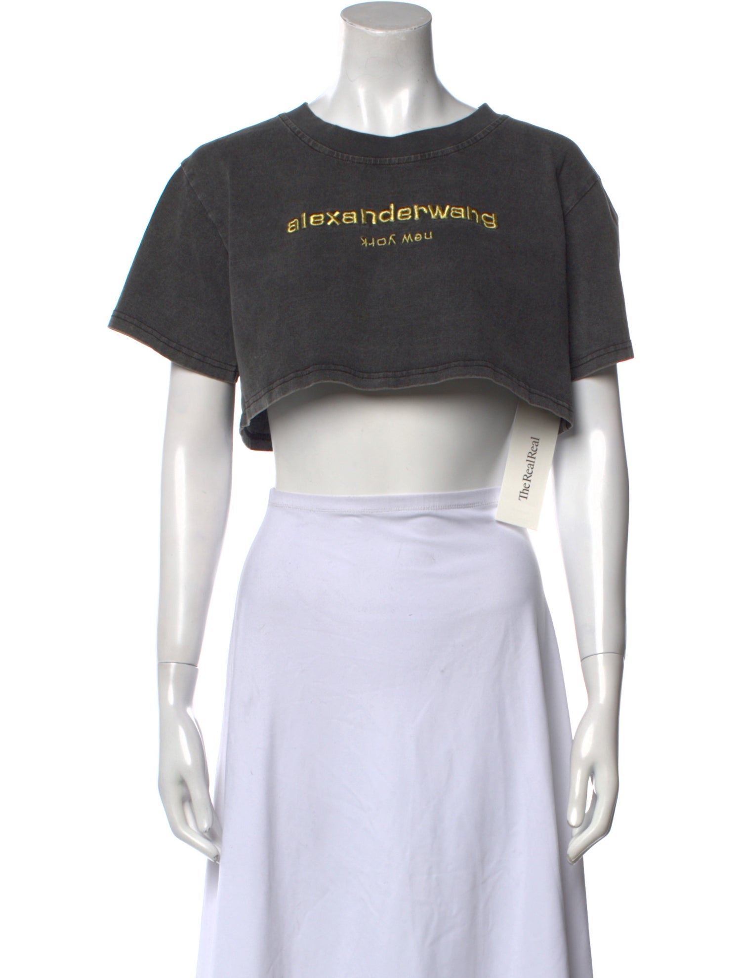 Alexander Wang Graphic Print Crew Neck Crop Top