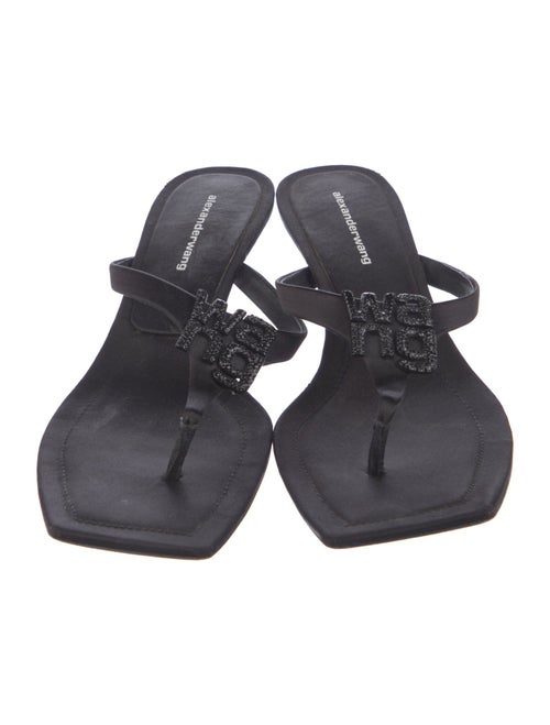 Alexander Wang Satin Crystal Embellishments Slides