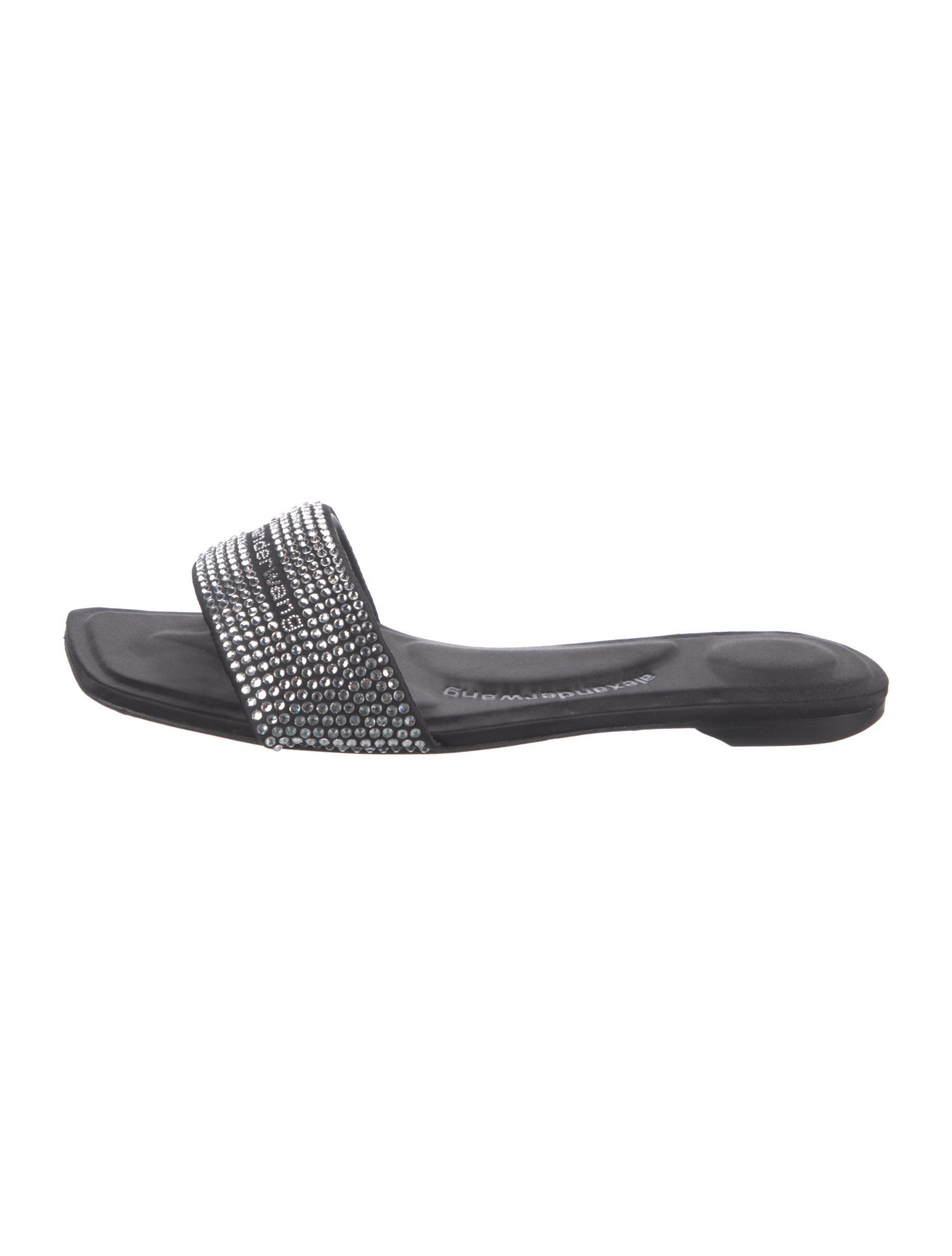 Alexander Wang Leather Crystal Embellishments Slides