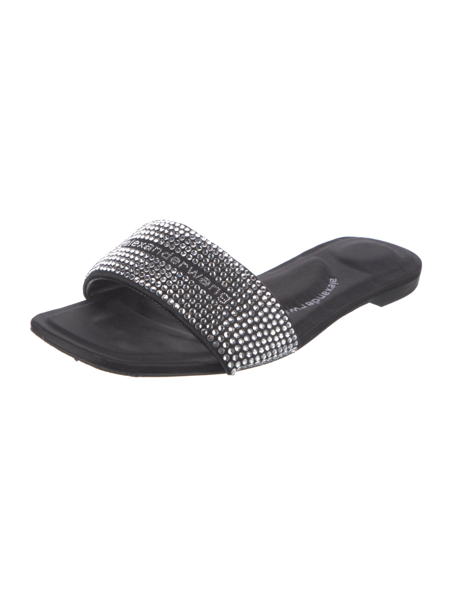 Alexander Wang Leather Crystal Embellishments Slides