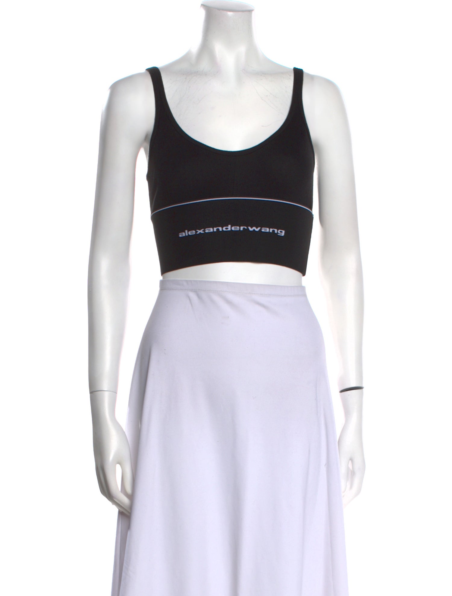 Alexander Wang Graphic Print Scoop Neck Crop Top