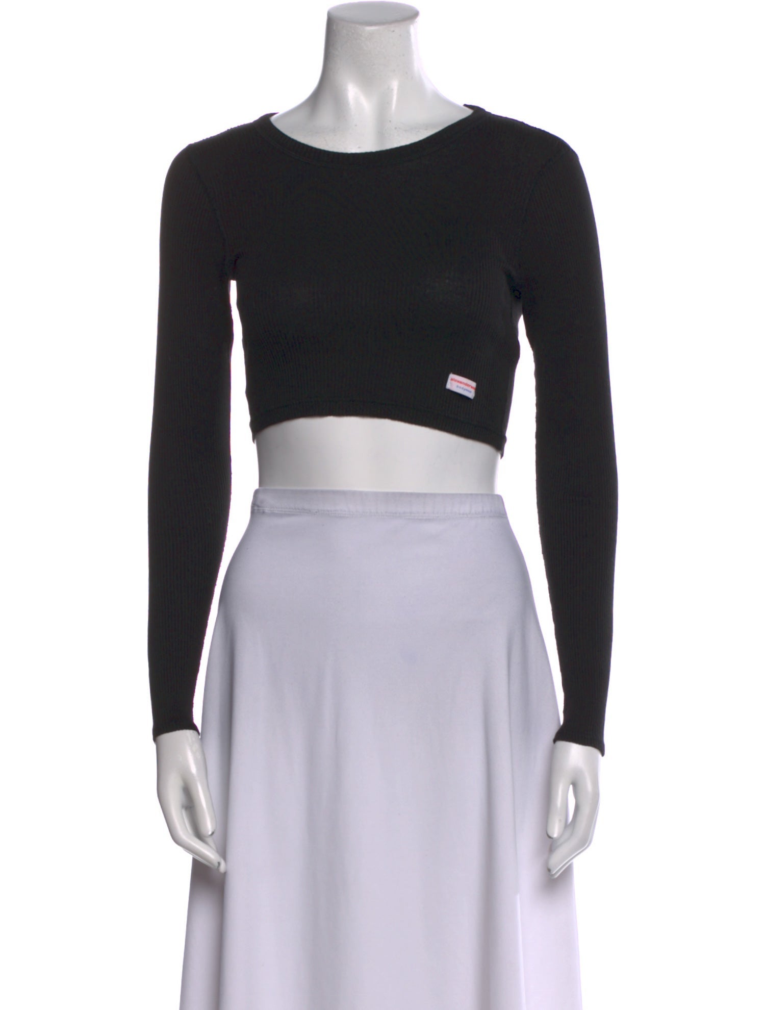 Alexander Wang Scoop Neck Long Sleeve Crop Top