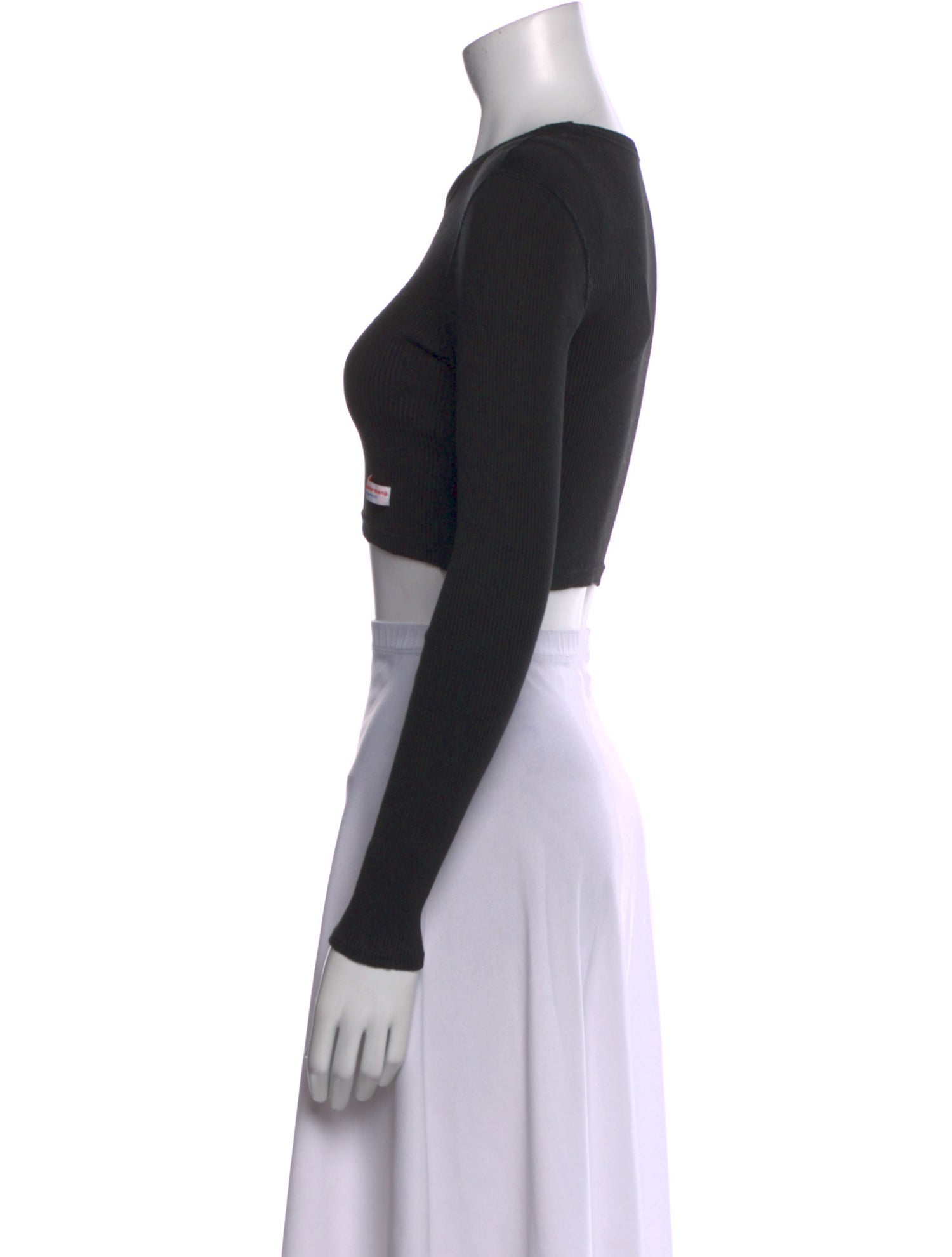 Alexander Wang Scoop Neck Long Sleeve Crop Top