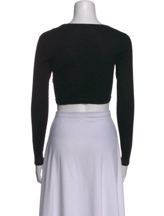 Alexander Wang Scoop Neck Long Sleeve Crop Top