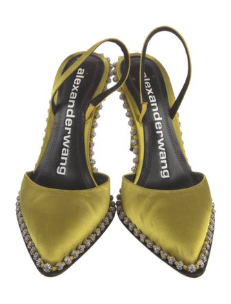Alexander Wang Satin Crystal Embellishments Slingback Pumps