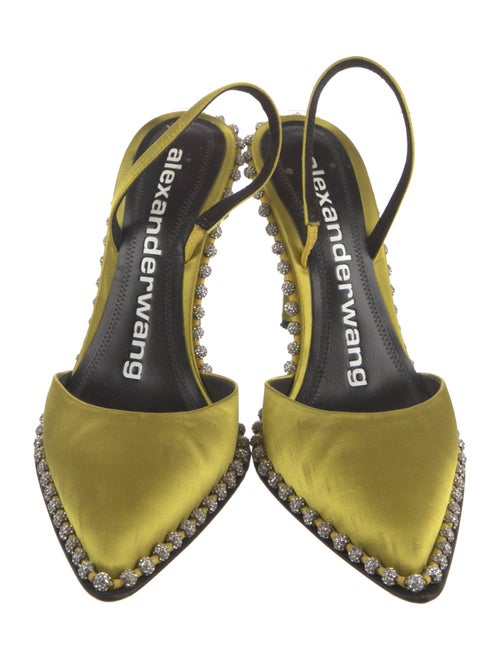 Alexander Wang Satin Crystal Embellishments Slingback Pumps