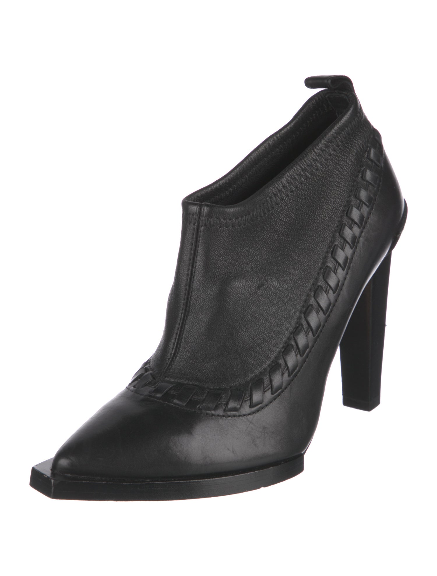 Alexander Wang Leather Whipstitch Trim Sock Boots