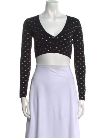 Alexander Wang Polka Dot Print V-Neck Crop Top