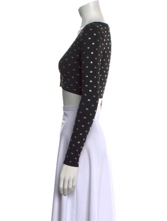 Alexander Wang Polka Dot Print V-Neck Crop Top