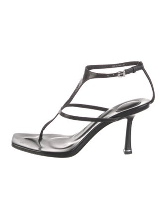Alexander Wang Leather Crystal Embellishments T-Strap Sandals