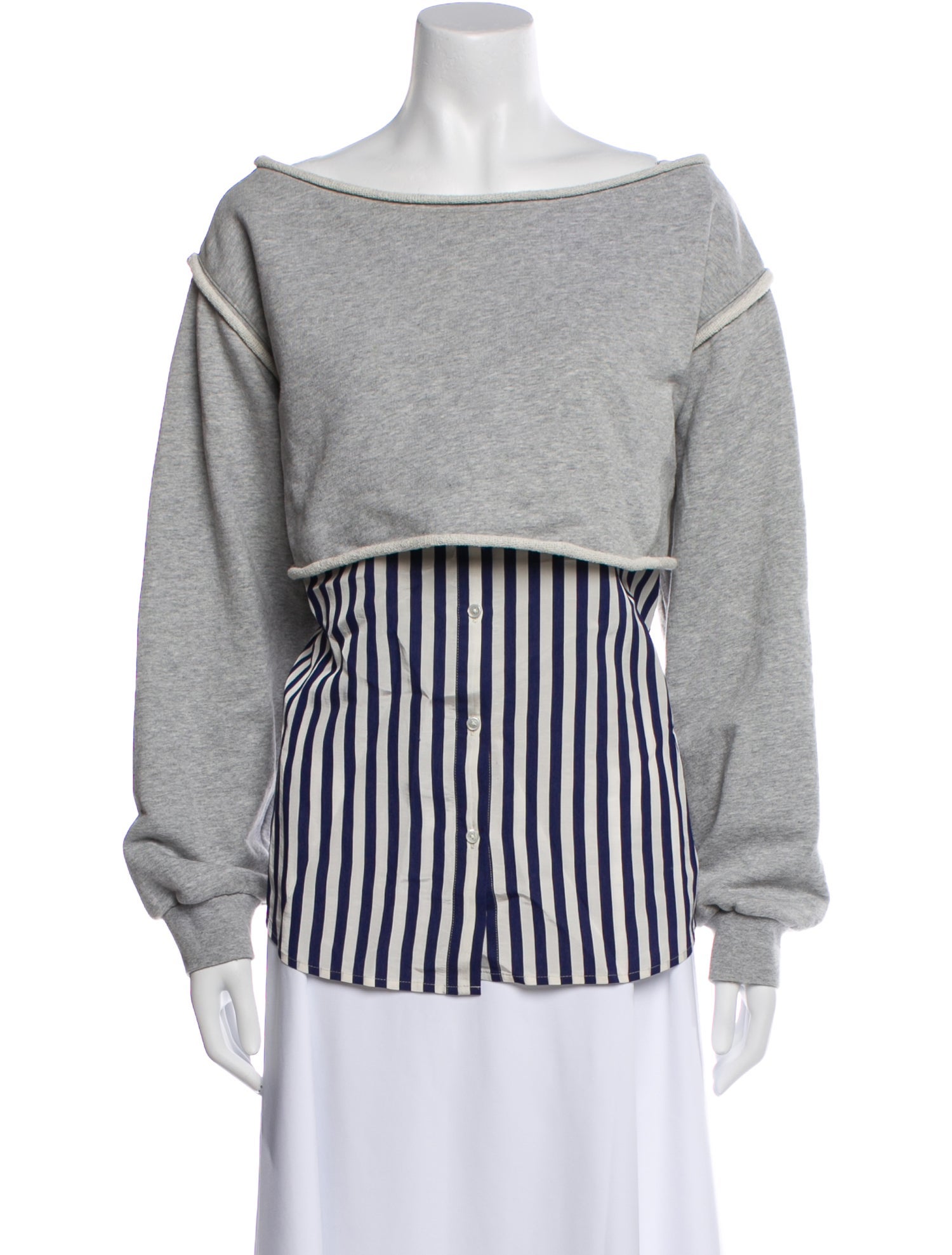 T by Alexander Wang Striped Scoop Neck Sweatshirt
