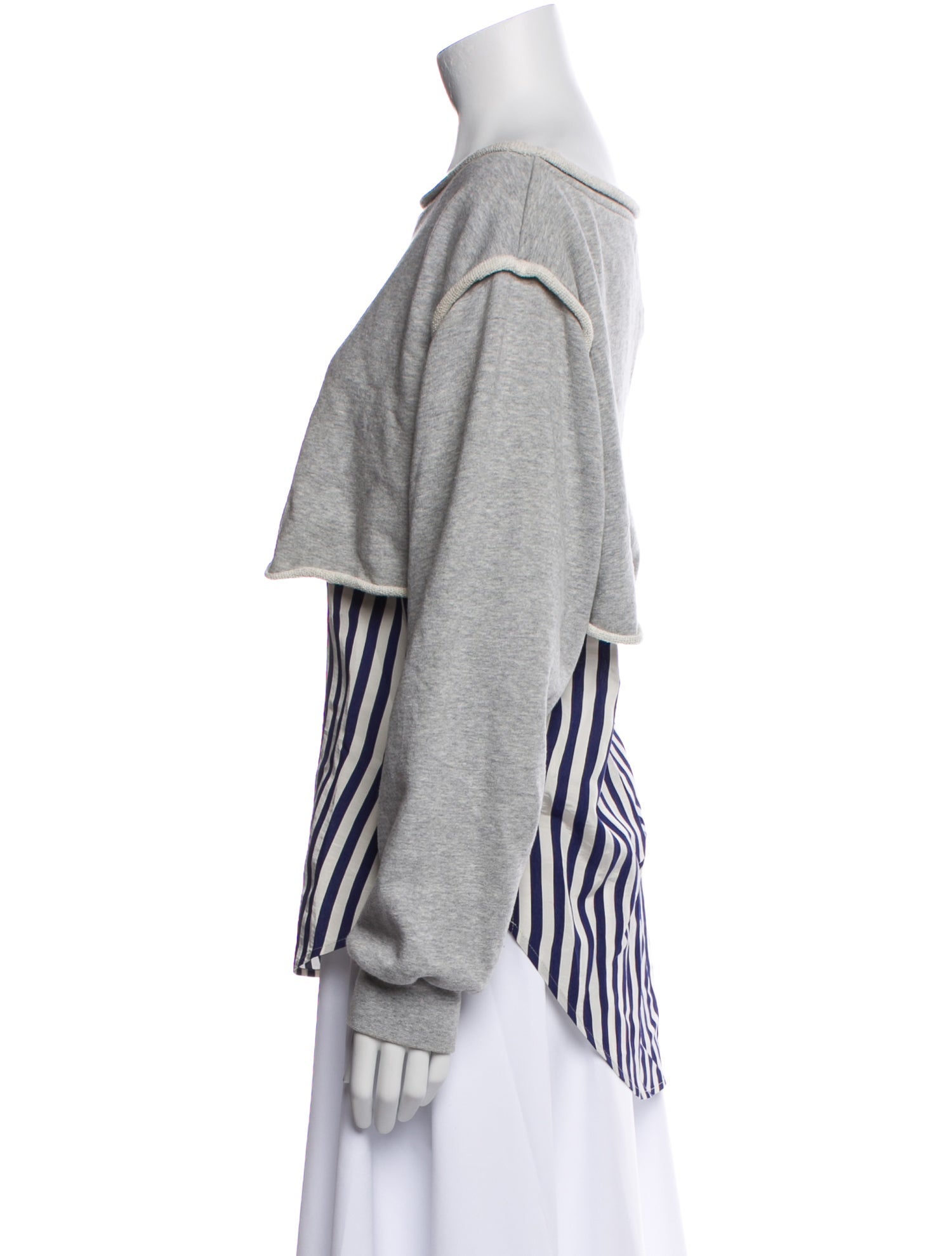 T by Alexander Wang Striped Scoop Neck Sweatshirt