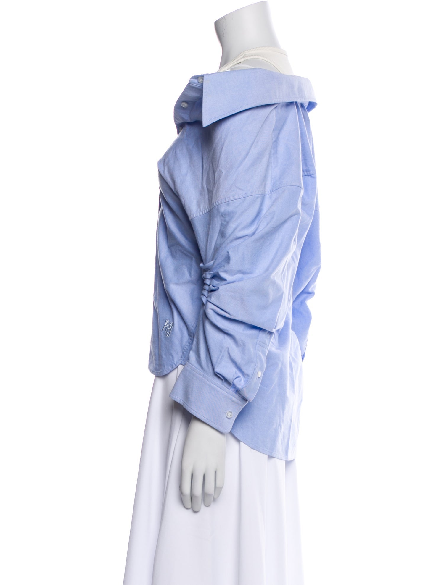 Alexander Wang Off-The-Shoulder Long Sleeve Button-Up Top