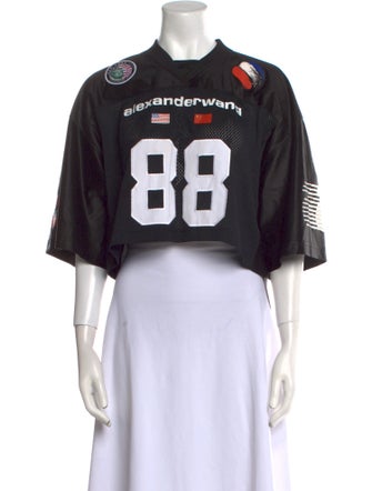 Alexander Wang Graphic Print Crew Neck Crop Top