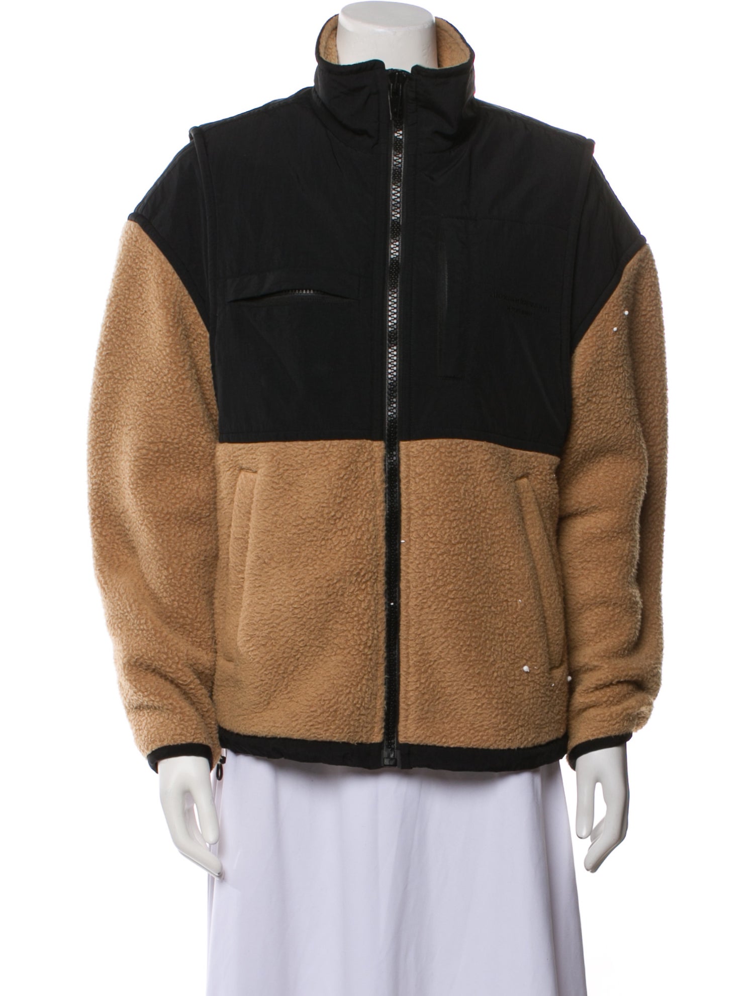 Alexander Wang Colorblock Pattern Faux Fur Jacket