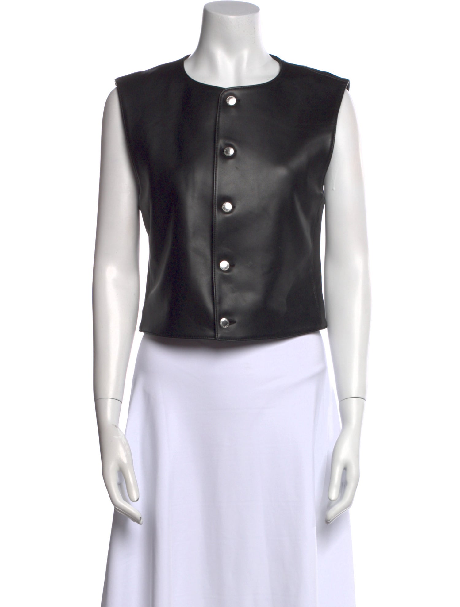 Alexander Wang Leather Crew Neck Crop Top