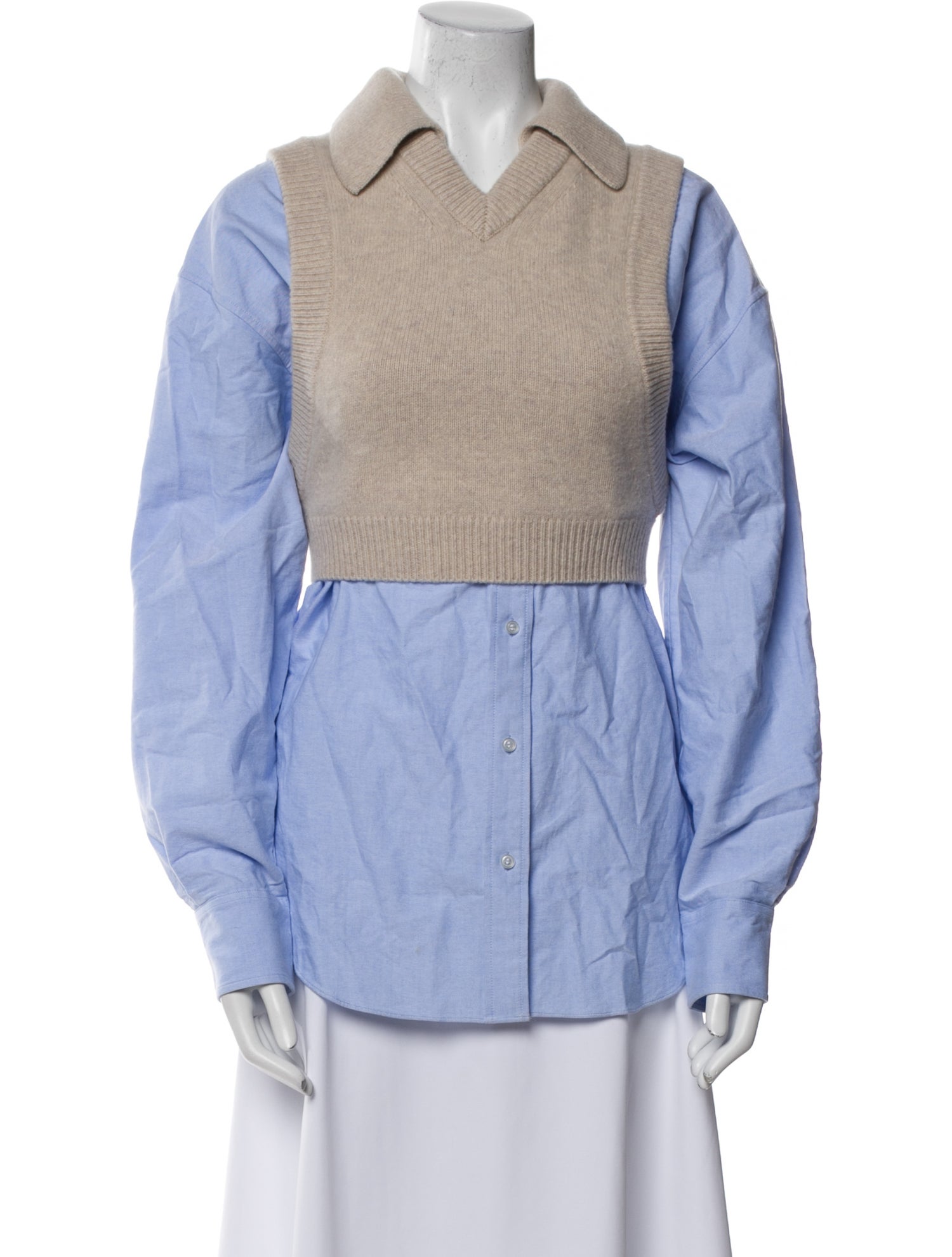 Alexander Wang Merino Wool Long Sleeve Button-Up Top
