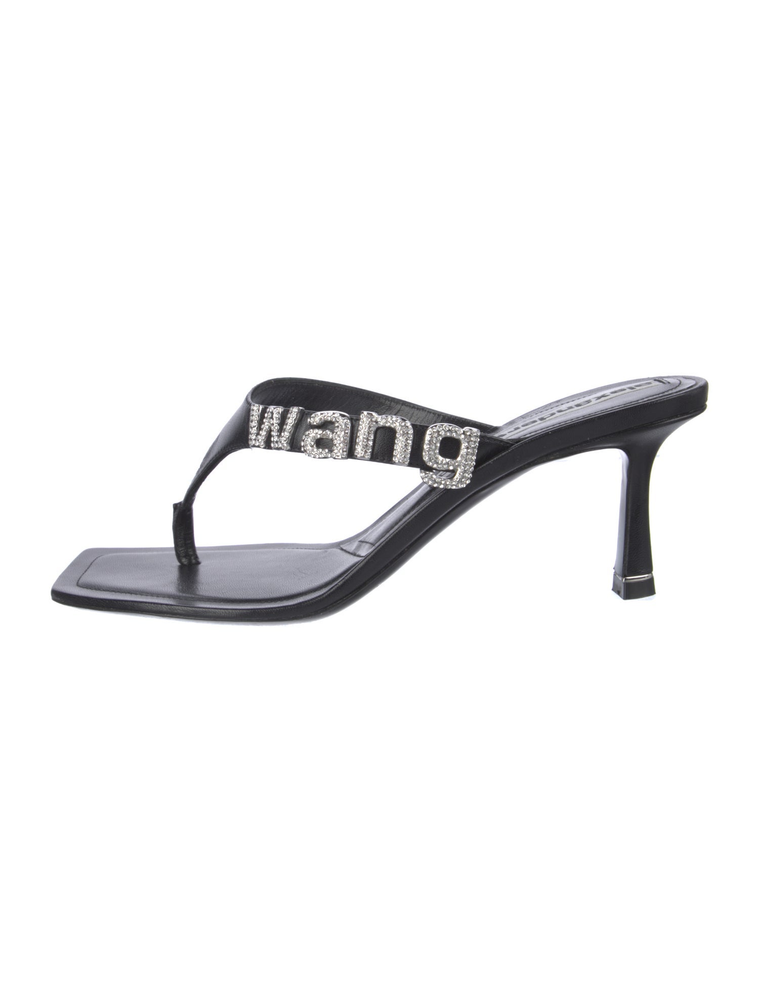 Alexander Wang Signature Logo Leather Slides