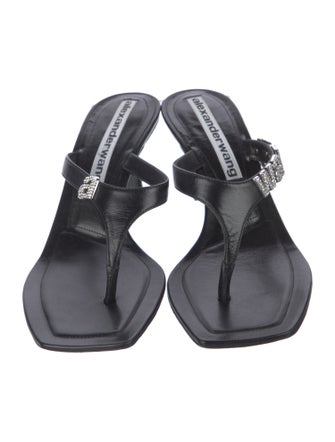 Alexander Wang Signature Logo Leather Slides