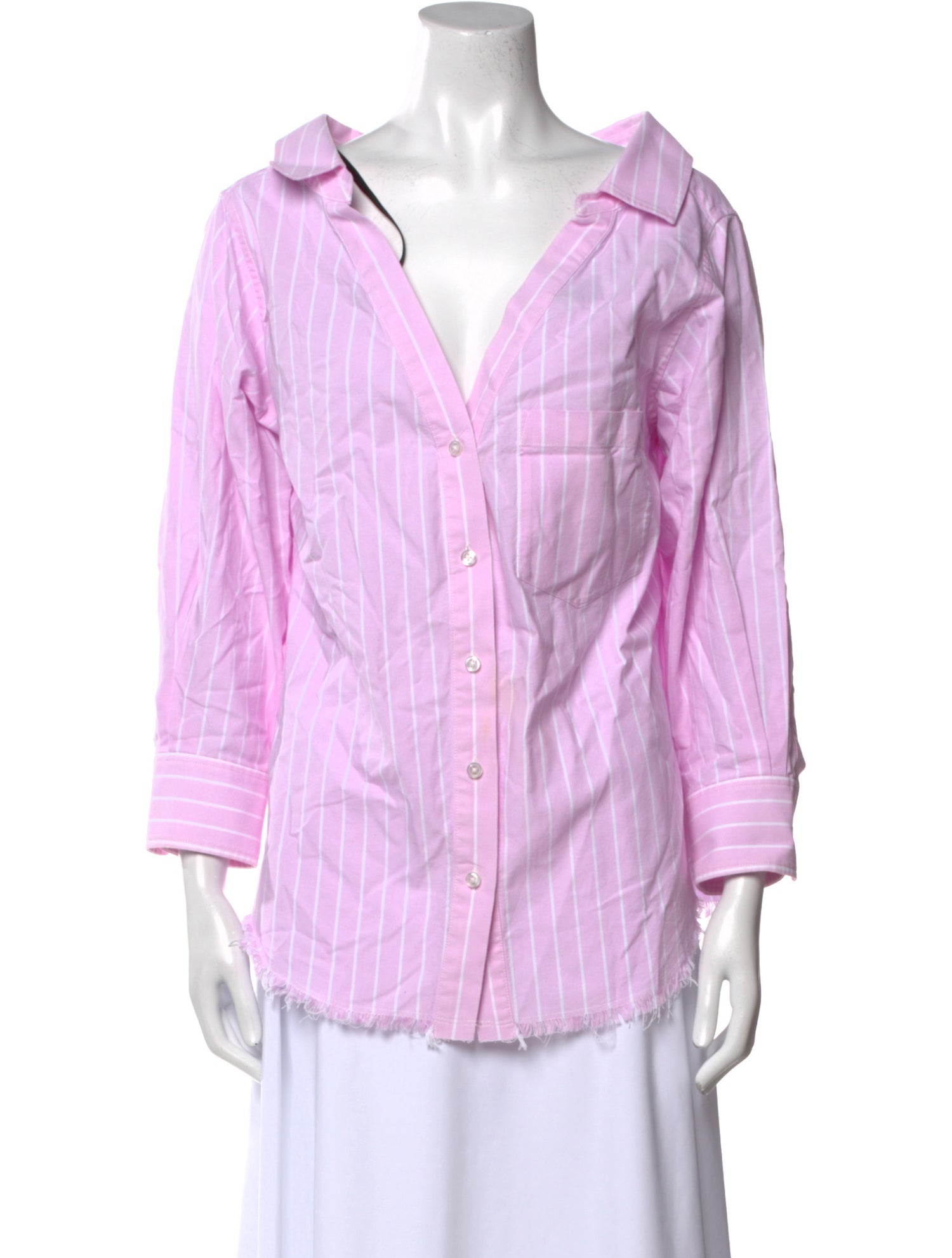 Alexander Wang Striped V-Neck Button-Up Top