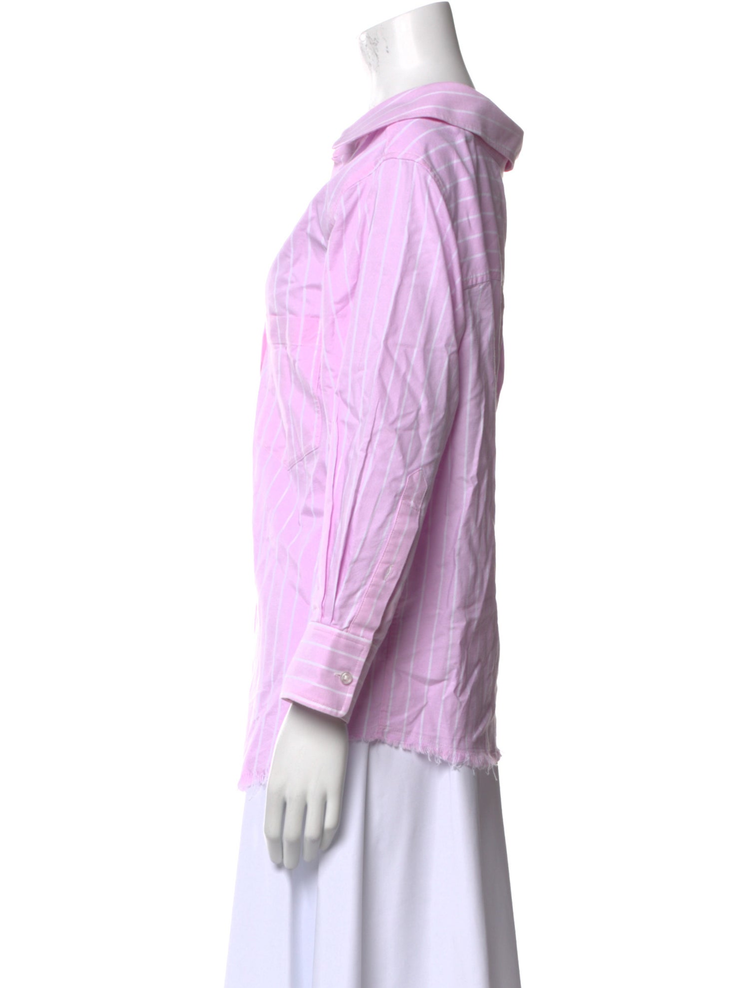 Alexander Wang Striped V-Neck Button-Up Top