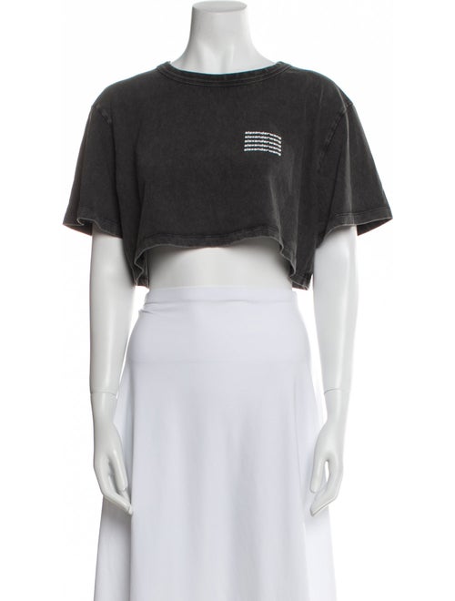 Alexander Wang Graphic Print Crew Neck Crop Top