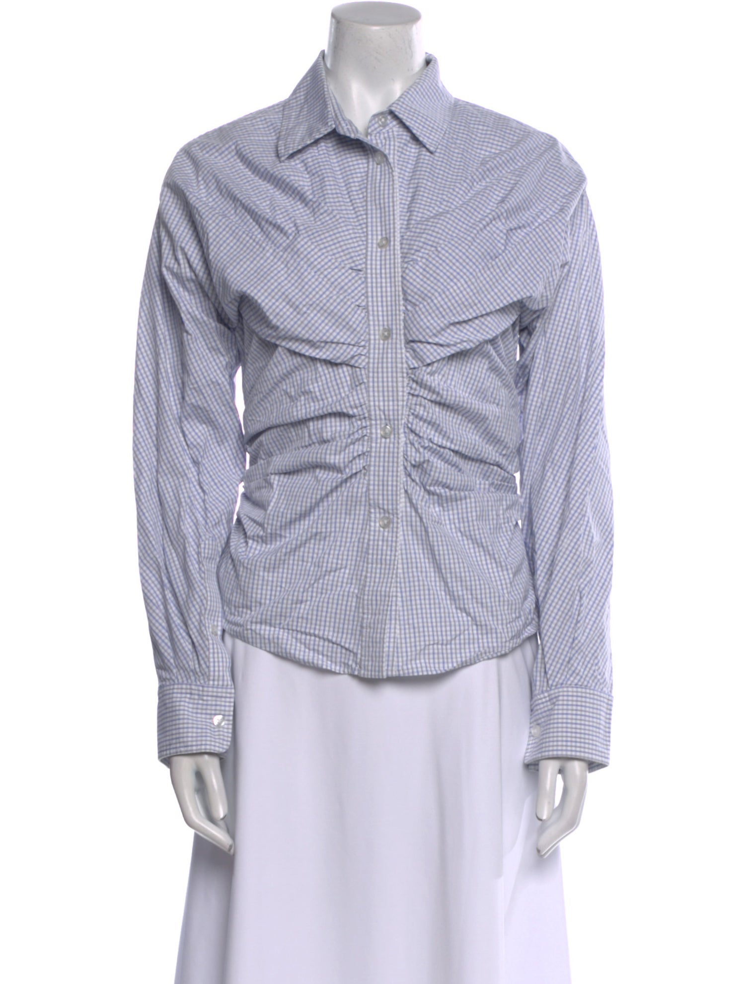 Alexander Wang Plaid Print Long Sleeve Button-Up Top