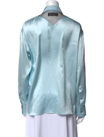 Alexander Wang Silk Long Sleeve Button-Up Top