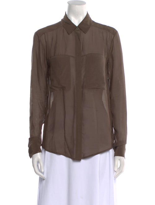 Alexander Wang Silk Long Sleeve Button-Up Top
