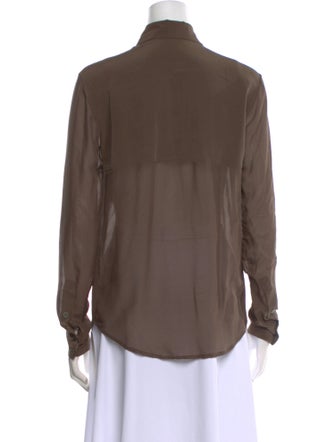Alexander Wang Silk Long Sleeve Button-Up Top