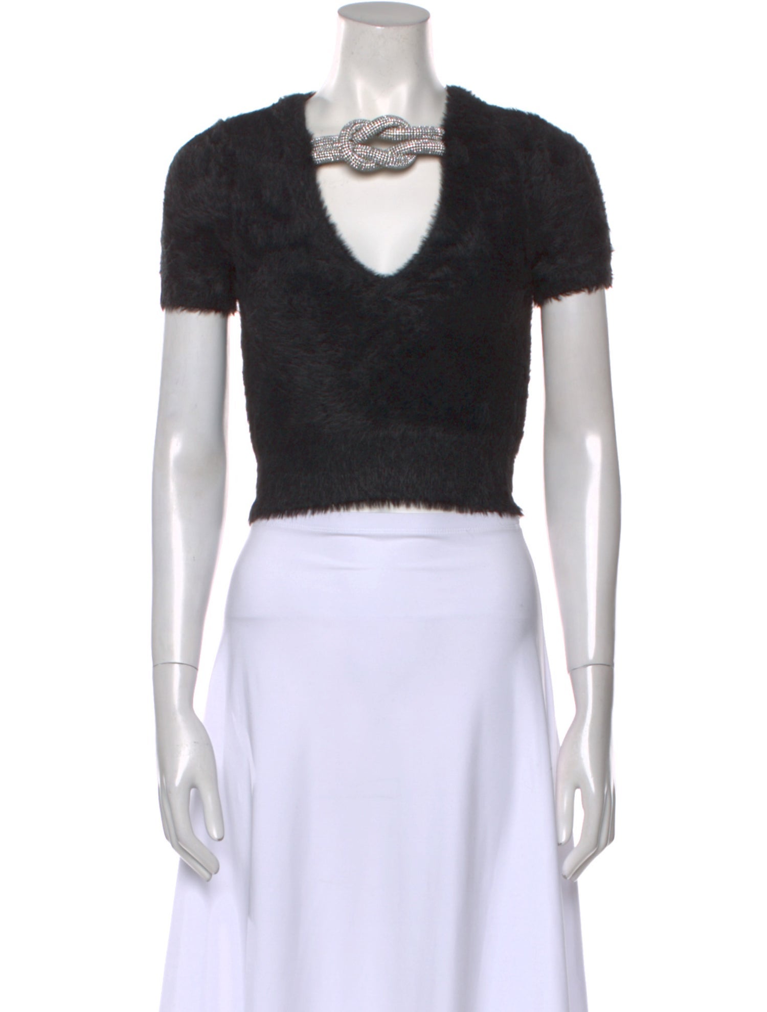 Alexander Wang V-Neck Short Sleeve Crop Top