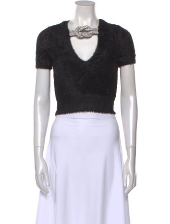 Alexander Wang V-Neck Short Sleeve Crop Top