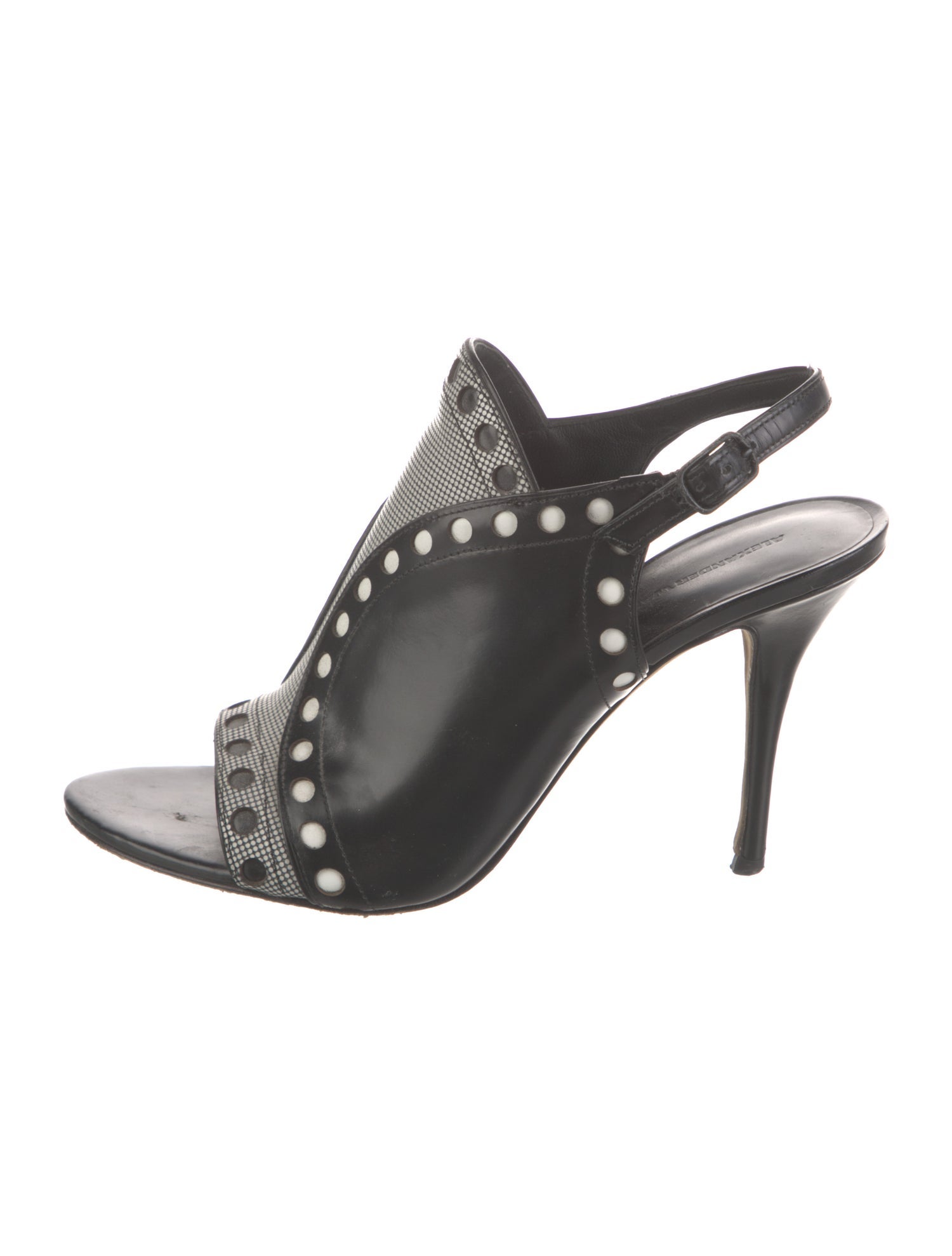 Alexander Wang Leather Polka Dot Print Slingback Sandals