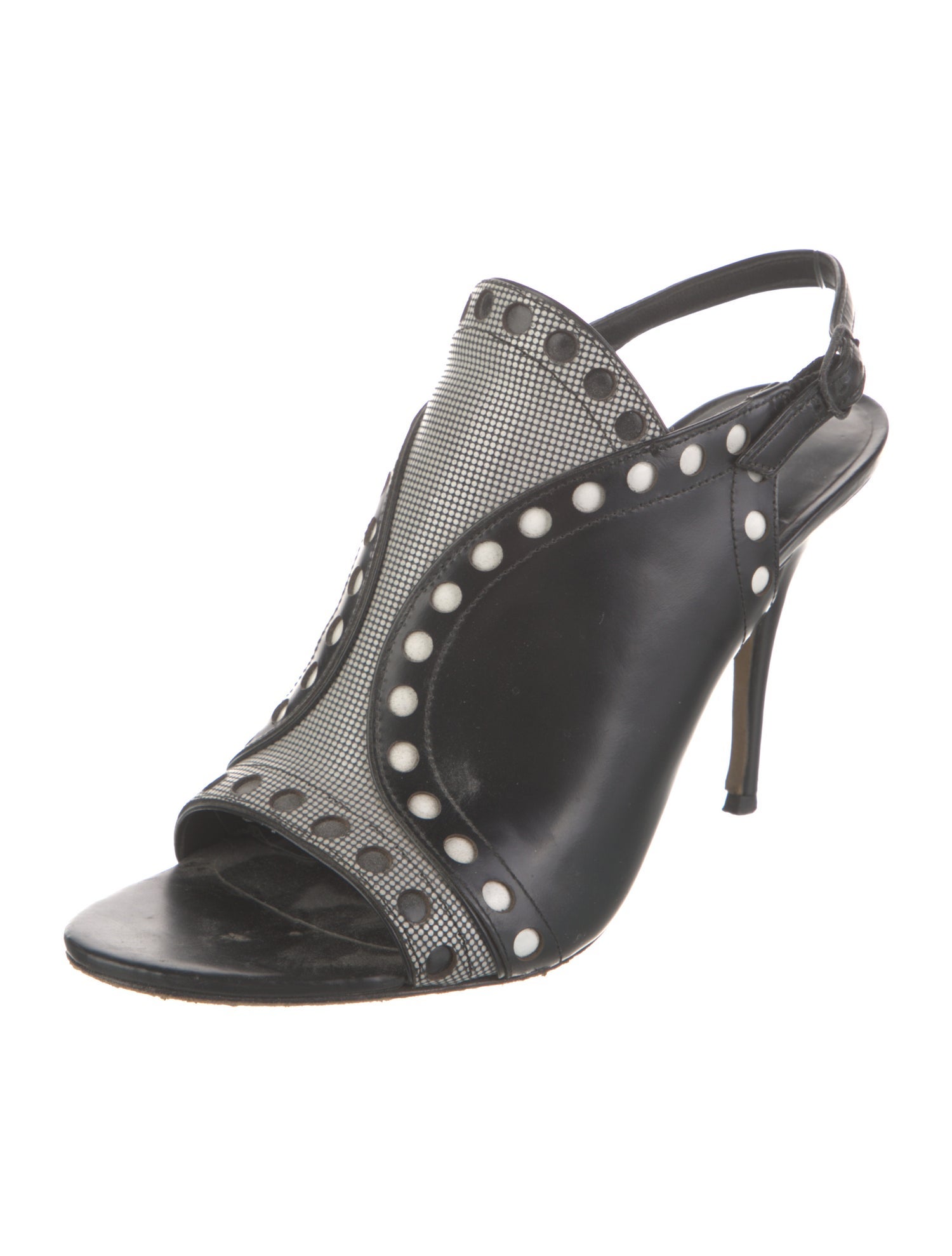 Alexander Wang Leather Polka Dot Print Slingback Sandals