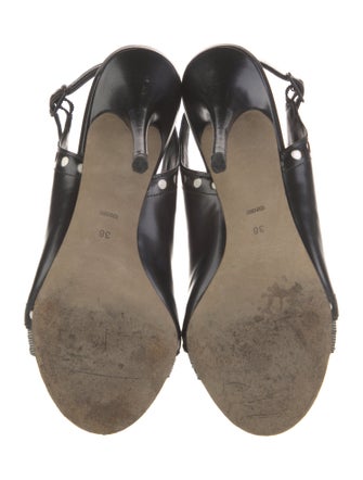 Alexander Wang Leather Polka Dot Print Slingback Sandals