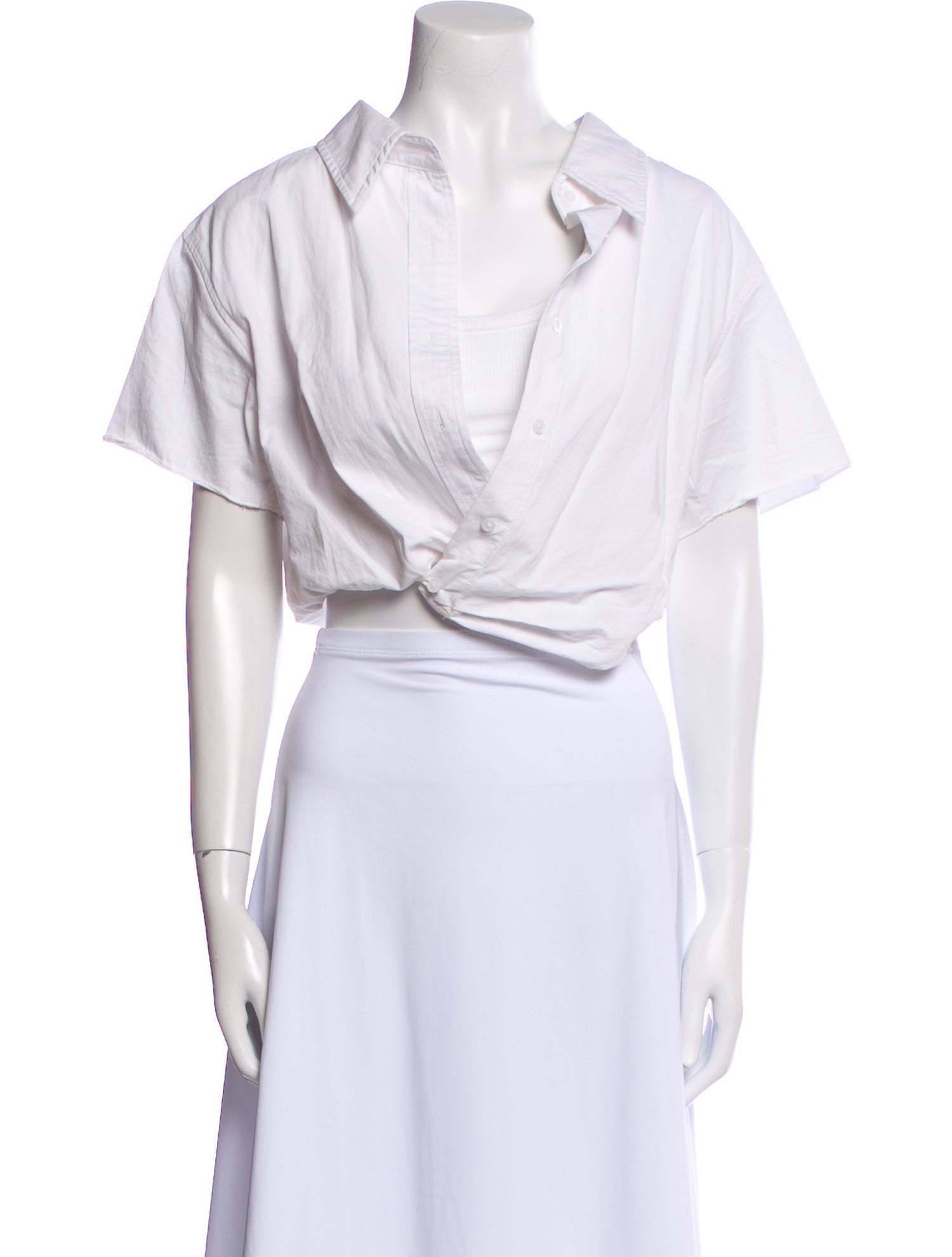 Alexander Wang Cowl Neck Short Sleeve Crop Top