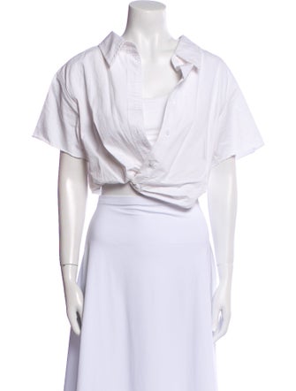 Alexander Wang Cowl Neck Short Sleeve Crop Top