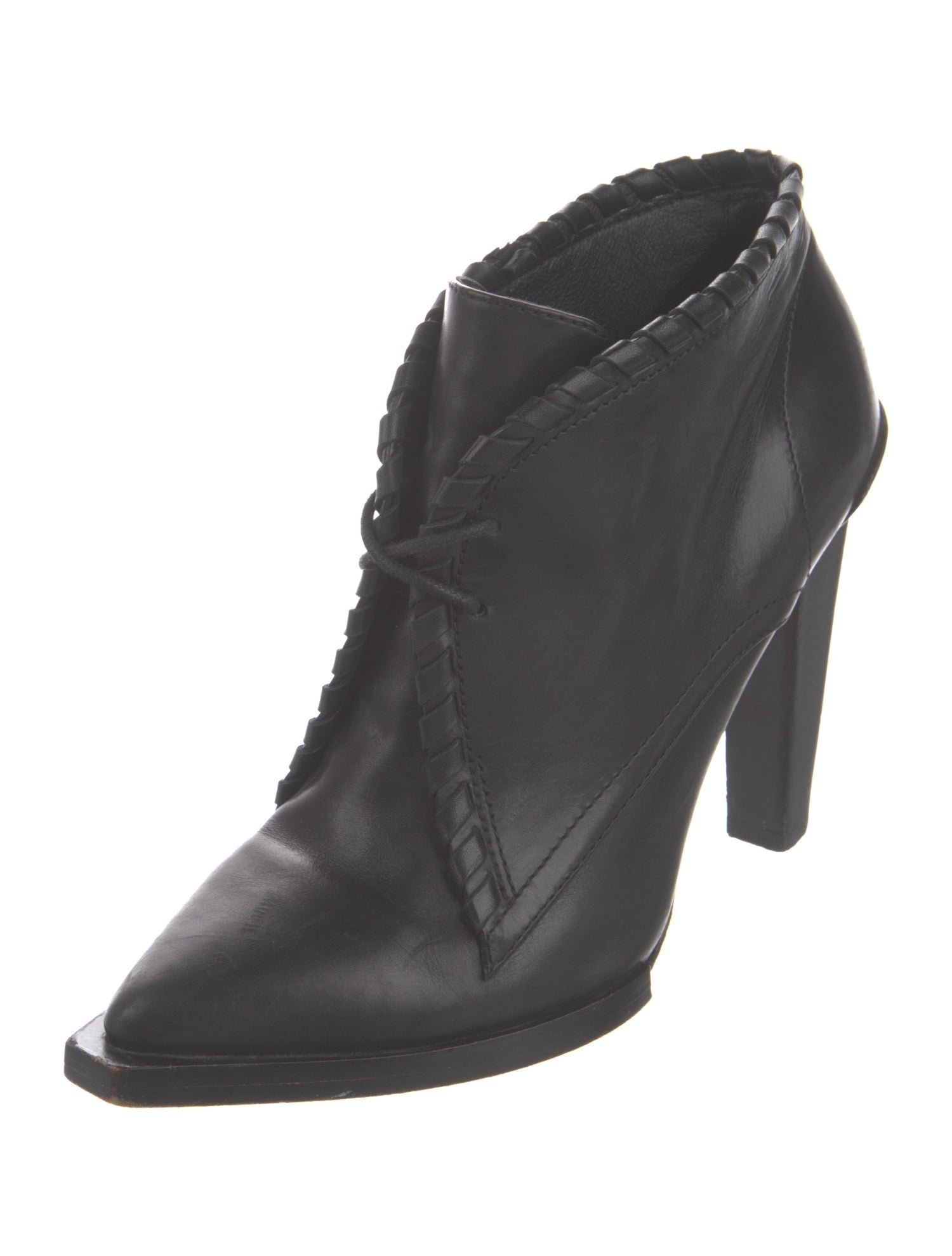 Alexander Wang Leather Whipstitch Trim Lace-Up Boots
